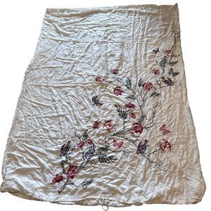 Ikea 80x60 Embroidered White Lyocell Soft Duvet Cover Birds Flowers Twin Bedding